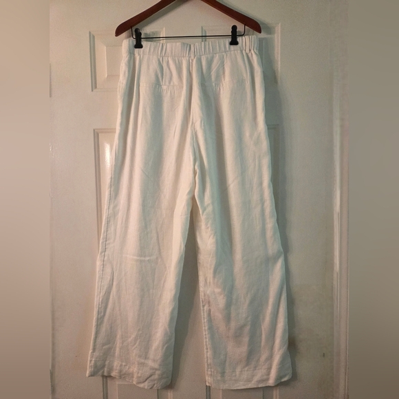 Abercrombie White Linen/Viscose Blend Wide Leg Pants Size 12/31 - Picture 6 of 7